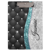 Porte-bloc Chic girly faux parties scintillant argent noir tu (Devant)