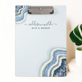 Porte-bloc chic luxe en agate géode pailletée bleu