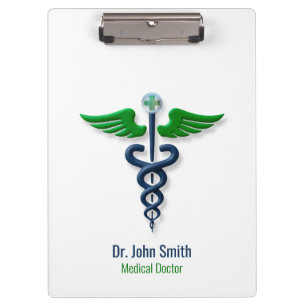 Porte-bloc Chic Médicale Caduceus Blue Green Wings Cross