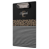 Porte-bloc Chic Monogram noir Poster de animal léopard (Gauche)
