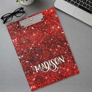 Porte-bloc Chic monogramme fantaisiste rouge noir paillettes