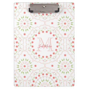 Porte-bloc Chic Monogramme Mandala Rose