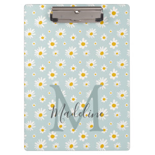 Porte-bloc Chic Monogramme Minimaliste Script Teal Daisy