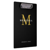 Porte-bloc Chic Monogramme Moderne Noir Or Nom Initial (Swatch)