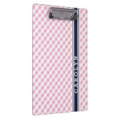 Porte-bloc chic preppy rose marine en vichy motif monogramme (Swatch)
