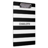 Porte-bloc Chic rayures noir et blanc nom personnalisé monogr (Swatch)