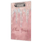 Porte-bloc Chic rose rousse argent goutte à goutte monogramme (Gauche)