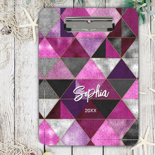 Porte-bloc Chic rose violet gris géométrique
