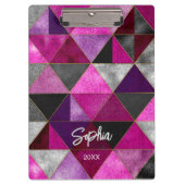 Porte-bloc Chic rose violet gris géométrique (Devant)