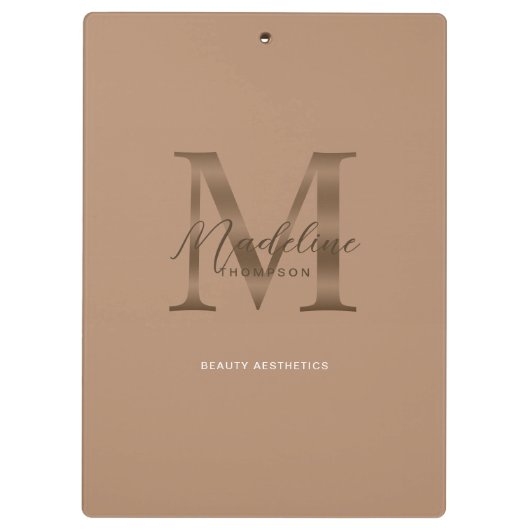 Porte-bloc Chic Script Metallic Taupe Gold Monogram (Dos)