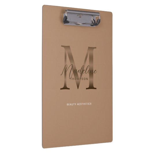 Porte-bloc Chic Script Metallic Taupe Gold Monogram (Swatch)