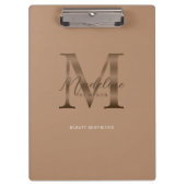 Porte-bloc Chic Script Metallic Taupe Gold Monogram (Devant)