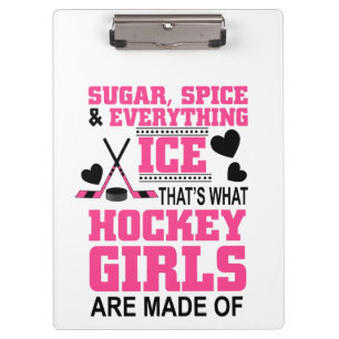 Porte-bloc chic sucre et épices filles hockey sur glace