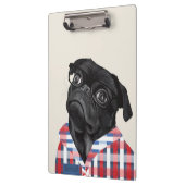 Porte-bloc Chien De Carlin Noir Avec Lunettes Et Chemise (Gauche)