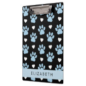 Porte-bloc Chien Paws, Blue Paws, White Hearts, Votre Nom (Gauche)