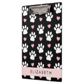 Porte-bloc Chien Paws, White Paws, Rose Hearts, Votre Nom (Gauche)