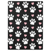 Porte-bloc Chien Paws, White Paws, Rose Hearts, Votre Nom (Dos)