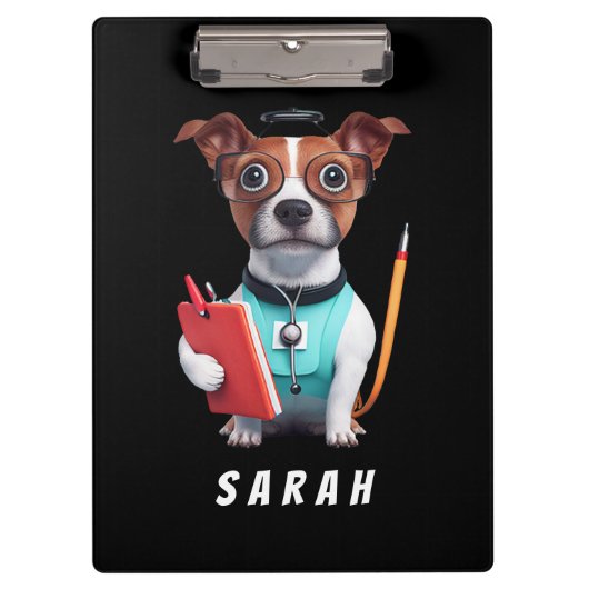 Porte-bloc Chien travaillant comme infirmière, Chien portant  (Devant)