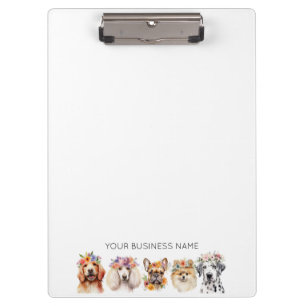 Porte-bloc Chiens adorables avec couronne de fleurs, aquarell