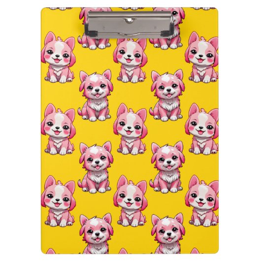 Porte-bloc Chiens roses mignons - Jaune  (Devant)