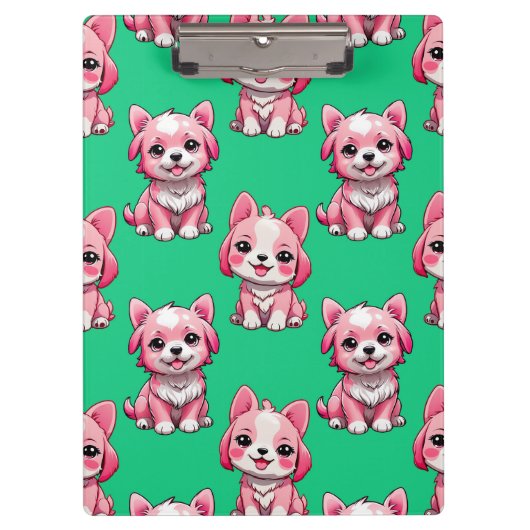 Porte-bloc Chiens roses mignons - Vert (Devant)