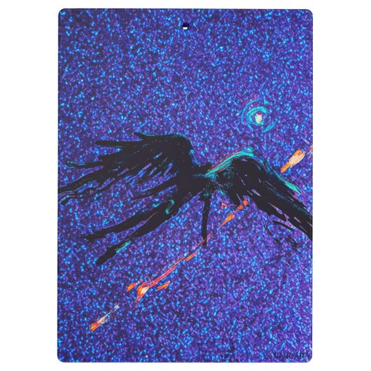 Porte-bloc Chiffre à ailes foncées volant à travers l'espace (Dos)