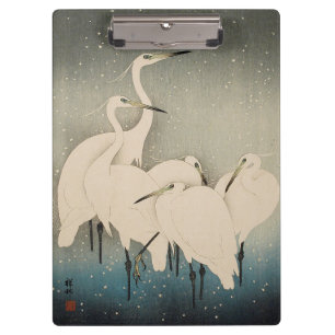 Porte-bloc Chinoiserie Héron Blanc Motif Neige d'Hiver