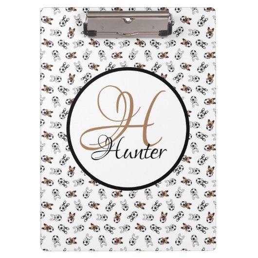 Porte-bloc Chiots de football sportif Monogramme (Devant)