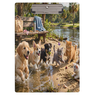 Porte-bloc Chiots Mignons & Aventure au bord de la Rivière Cl