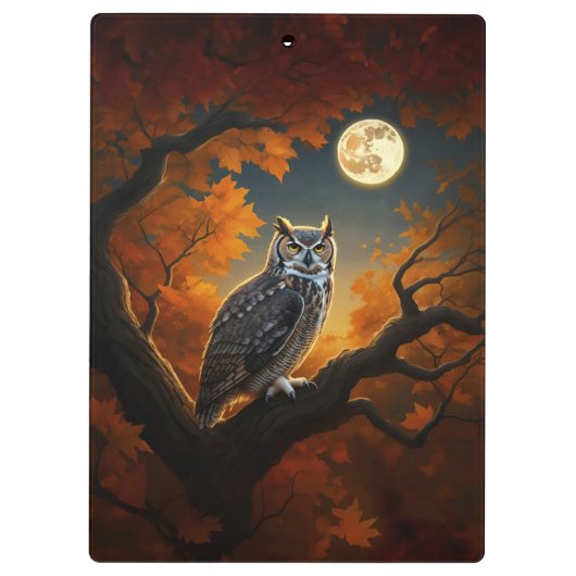 Porte-bloc Chouette à cornes en automne (Dos)