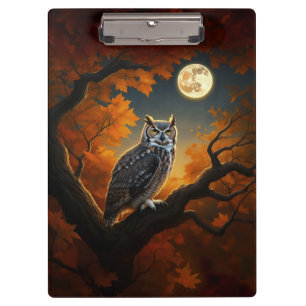 Porte-bloc Chouette à cornes en automne