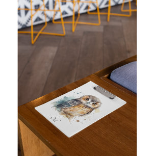 Porte-bloc Chouette mignonne en aquarelle, porte - bloc