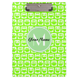 Porte-bloc Chouettes à citron vert personnalisées Monogramme