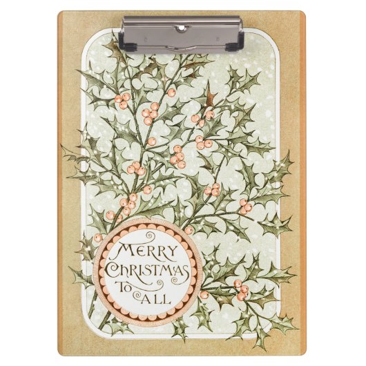 Porte-bloc Christmas Holly Jolie Antique Salutation (Devant)