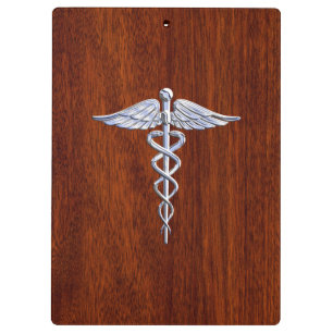 Porte-bloc Chrome Comme Caduceus Symbole Médicale Mahogany Br