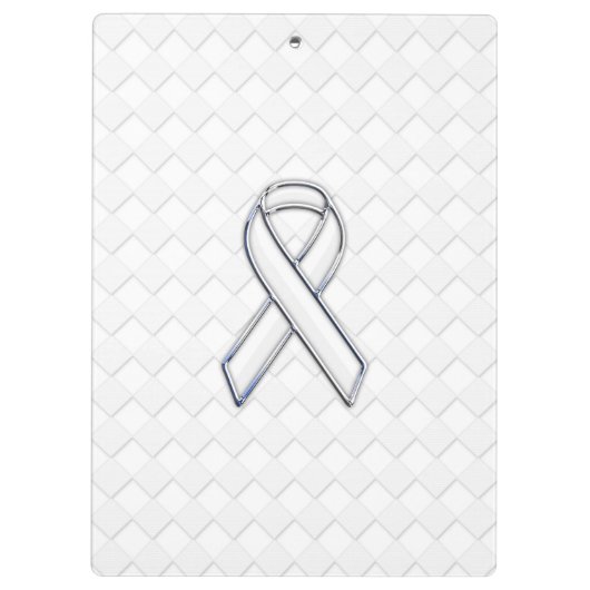 Porte-bloc Chrome White Ribbon Sensibilisation sur les Checke (Dos)
