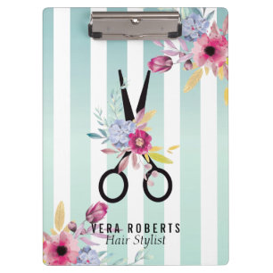 Porte-bloc Ciseau doré Styliste cheveux Strié floral