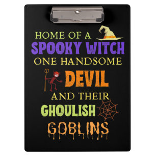 Porte-bloc Citation Halloween Familiale Avec Witch Devil Spid