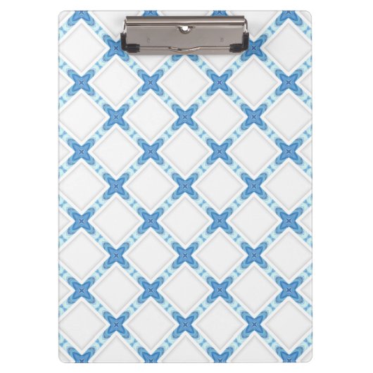 Porte-bloc Classé blanc bleu treillis moderne (Devant)