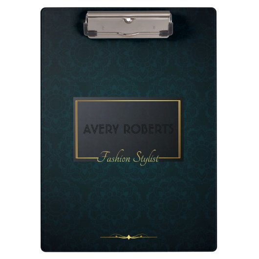 Porte-bloc Classé turquoise Elegant Professionnel géométrique (Devant)