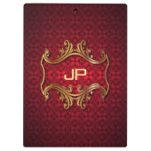 Porte-bloc Classic Elegant Noir Rouge Damask Modèle Monogramm (Dos)