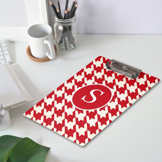 Porte-bloc Classic Houndstooth Cherry Rouge & Blanc Monogramm