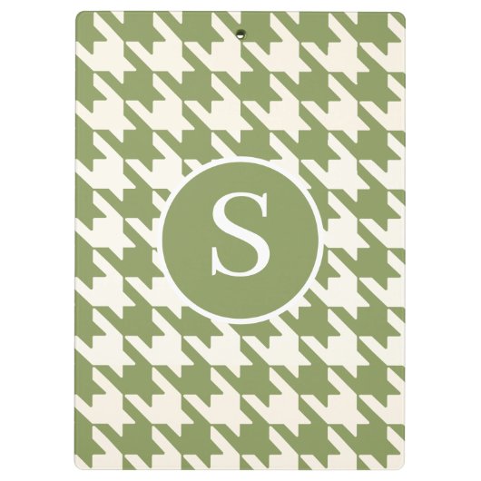 Porte-bloc Classic Houndstooth Sage Vert & Blanc Monogramme (Dos)
