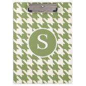 Porte-bloc Classic Houndstooth Sage Vert & Blanc Monogramme (Devant)