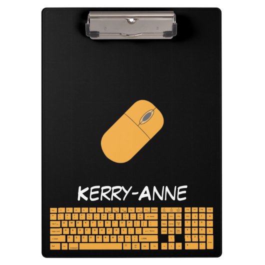 Porte-bloc Clavier orange, souris et crayon (Devant)