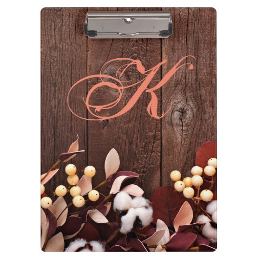 Porte-bloc Clip board personnalisé Branche de coton sur bois (Devant)