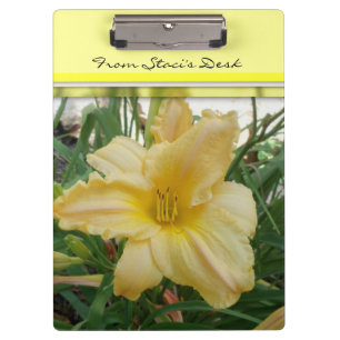 Porte-bloc clip fleurs de lys jaune