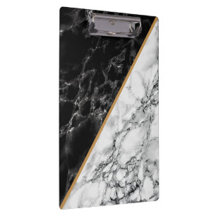 Porte-bloc Clipboard avec Black White Marble Stone