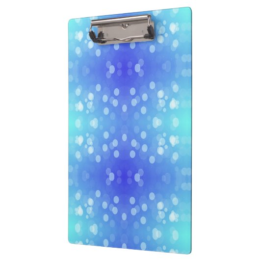 Porte-bloc clipboard featuring a blue and teal bokeh pattern  (Gauche)