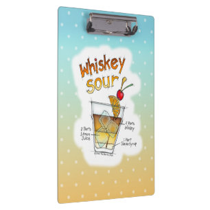 PORTE-BLOC CLIPBOARD - RECETTE WHISKEY SOUR COCKTAIL ART